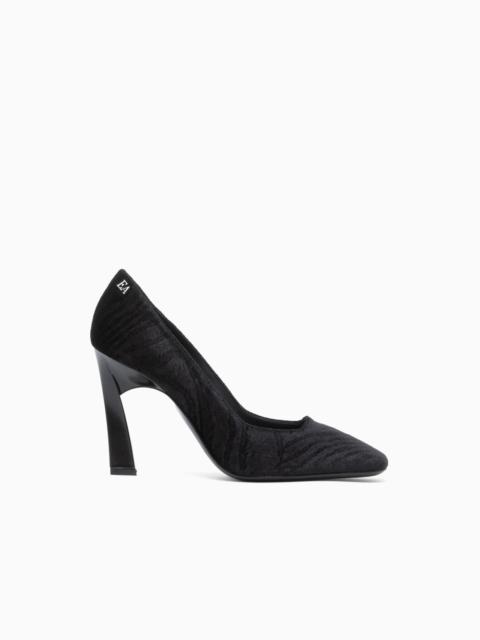EMPORIO ARMANI ANIMALIER VELVET PUMPS WITH A POINTED TOE AND STILETTO HEEL