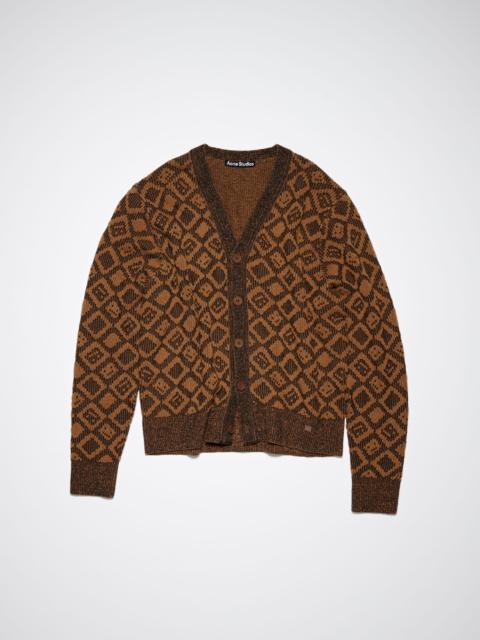Acne Studios Face tiles cardigan - Toffee brown/black