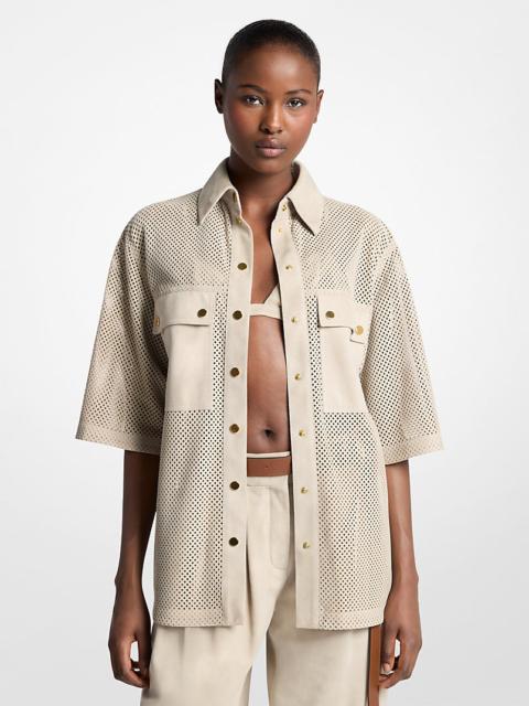 MICHAEL KORS COLLECTION Perforated Suede Safari Shirt