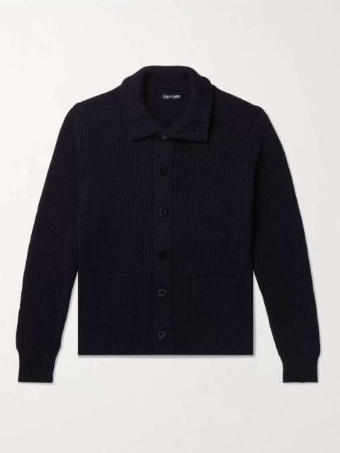 Slim-Fit Ribbed Wool and Cashmere-Blend Cardigan