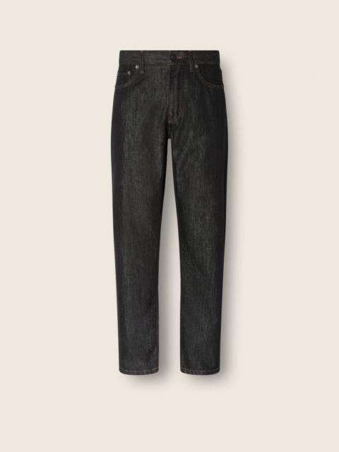 ZEGNA BLACK RINSE-WASHED COTTON AND SILK ROCCIA JEANS