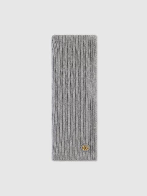 GUCCI Wool cashmere scarf with patch