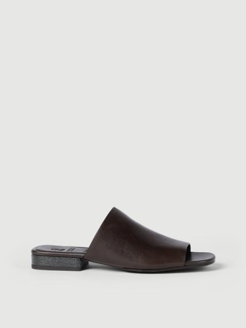Brunello Cucinelli Riding calfskin mules with monili