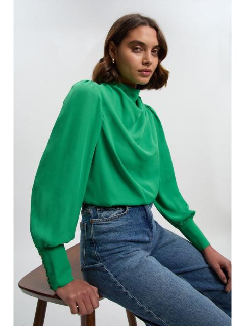 KAREN MILLEN Pintuck Shoulder Detail Georgette Woven Blouse