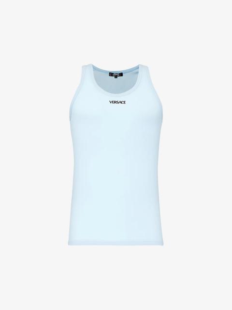 Brand-embroidered stretch-cotton vest top