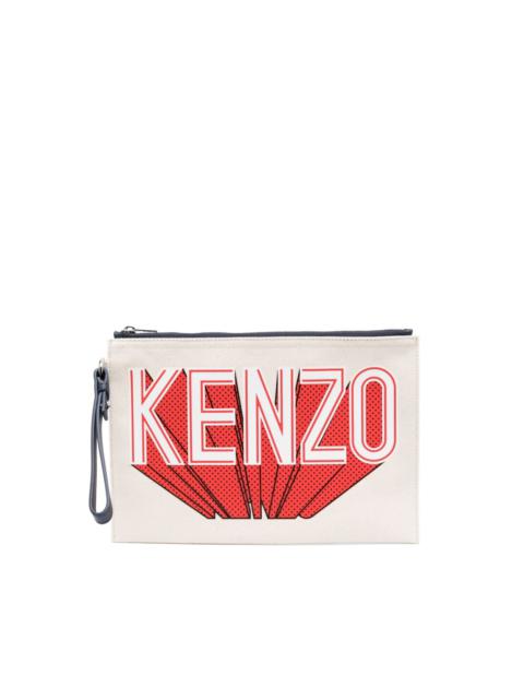 KENZO logo-print canvas clutch bag