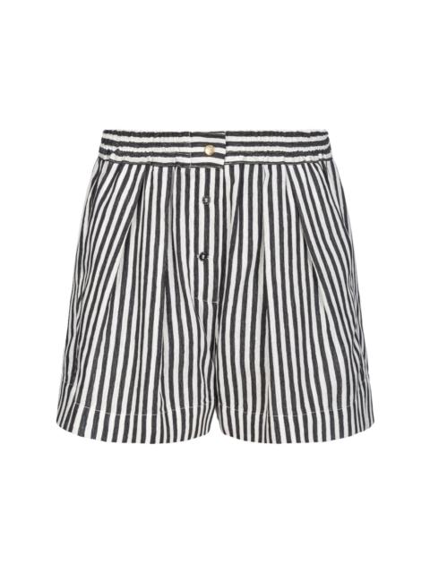 striped pleated shorts