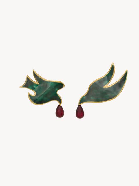 SAINT LAURENT DOVE EARRINGS IN CERAMIC AND RESIN