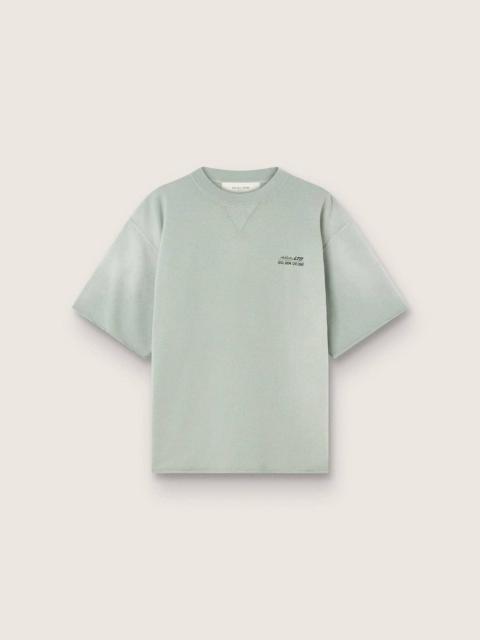 Golden Goose Unisex short-sleeved sweatshirt in green cotton with embroidery
