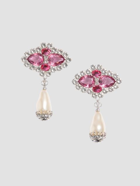 Valentino Women's Pas Plus Earrings in Metal, Resin, Enamel and Crystals - Palladium Pink
