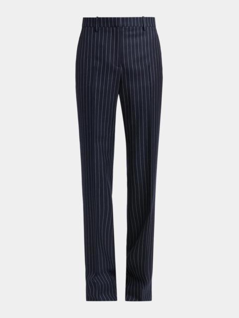 TOM FORD Corded Chalkstripe Wool Tailored Straight-Leg Boyfriend Pants