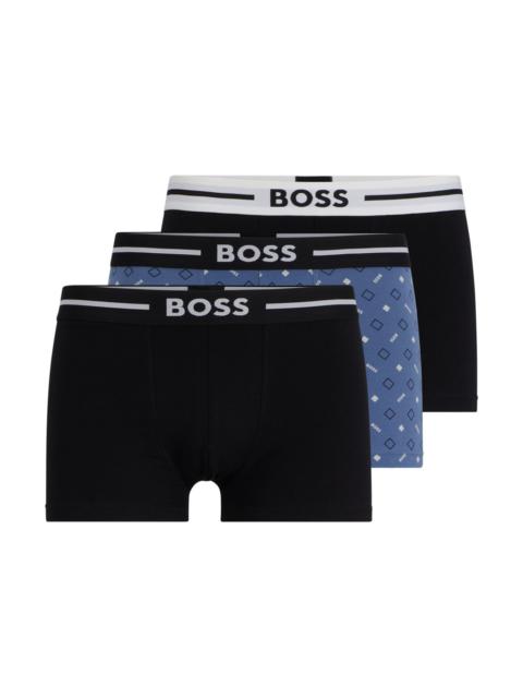 BOSS THREE-PACK OF STRETCH-COTTON TRUNKS WITH LOGO WAISTBANDS