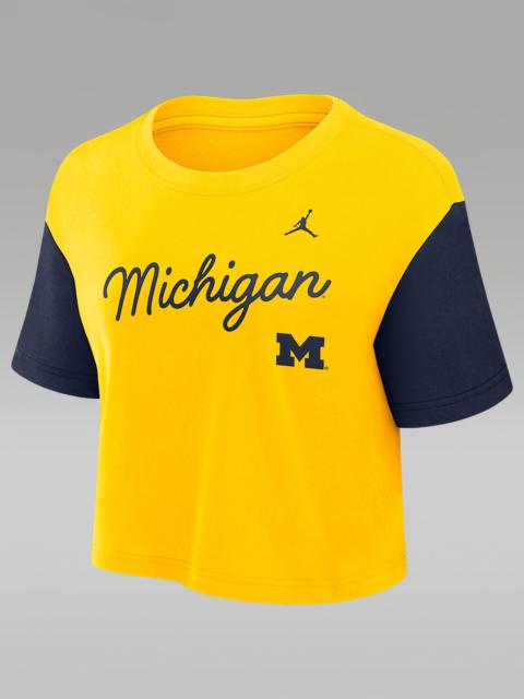 Jordan Michigan Script Women's Jordan Brand Dri-FIT College Cropped T-Shirt