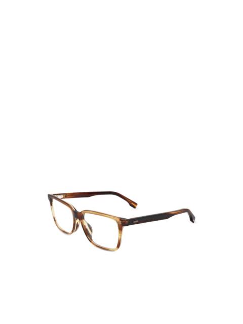 BOSS striped rectangle-frame glasses
