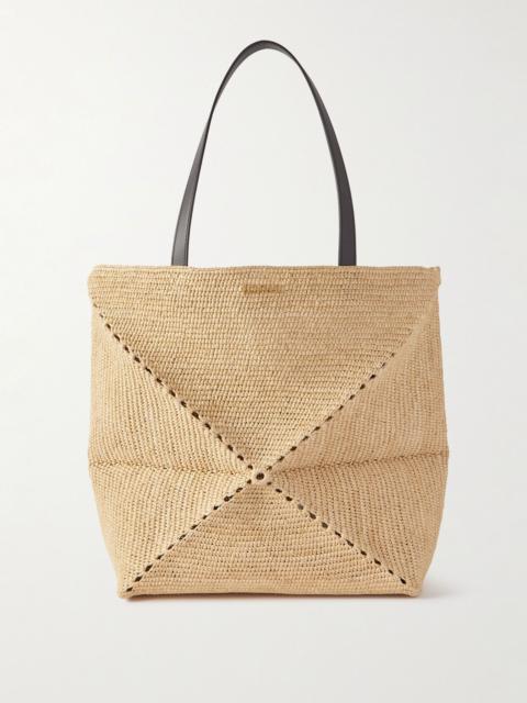 Loewe + Paula's Ibiza Puzzle Fold large leather-trimmed raffia tote Beige
