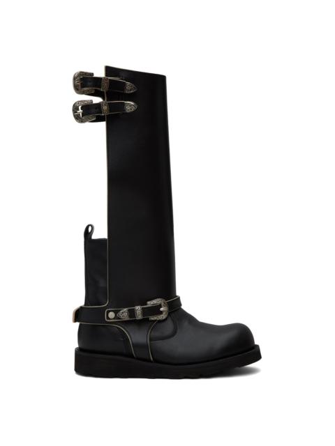 Black Heather Cutout Leather Boots