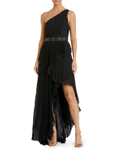 MAC DUGGAL Women's One-Shoulder Ruffled Gown - Black