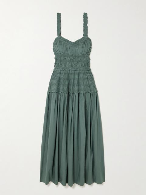 DÔEN Marianne Shirred Organic Cotton-poplin Midi Dress