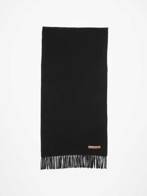 Fringe wool scarf – Narrow - Black