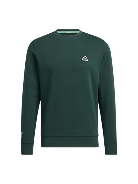 Men's adidas Logo Printing Round Neck Long Sleeves Pullover Green HG5784
