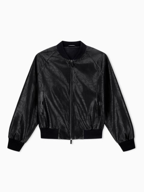 GIORGIO ARMANI PERFORATED NAPPA CALFSKIN BOMBER JACKET