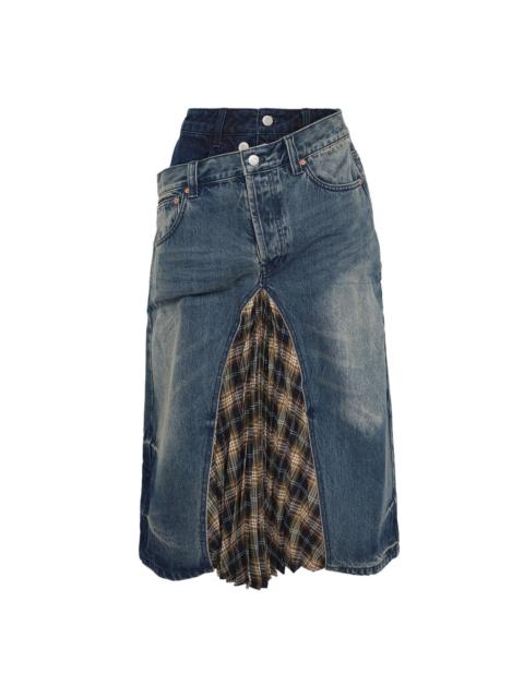 Andersson Bell Pleats Combo Flipped Denim Skirt