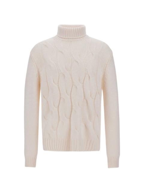 Herno cable-knit roll-neck sweater