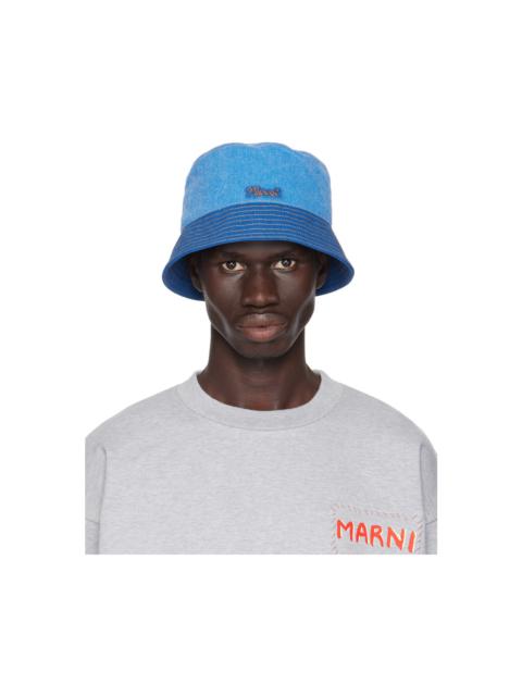 Marni Blue Logo Patch Denim Bucket Hat