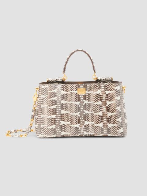 Dolce & Gabbana Women's Vittoria Snakeskin Embossed Leather Handbag - Bianco Perla