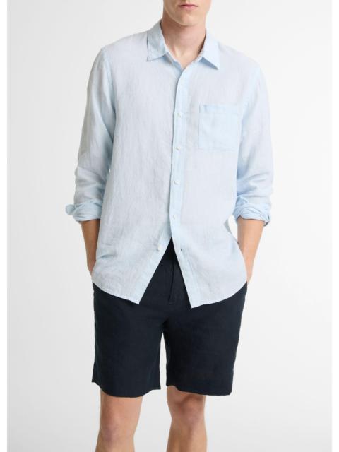 Vince Houndstooth Linen Button-Front Shirt