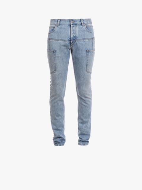 Balmain Light blue cotton tapered jeans