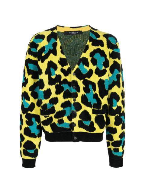leopard-print V-neck cardigan