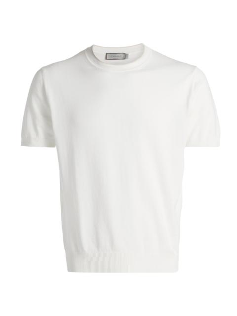 Canali Men's Contrast Tipped Knit Crewneck T-Shirt - White