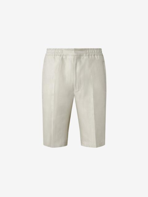 CORNELIANI Ivory pure linen Bermuda shorts