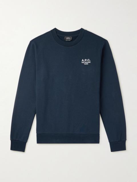A.P.C. Logo-Embroidered Organic Cotton-Jersey Sweatshirt Navy