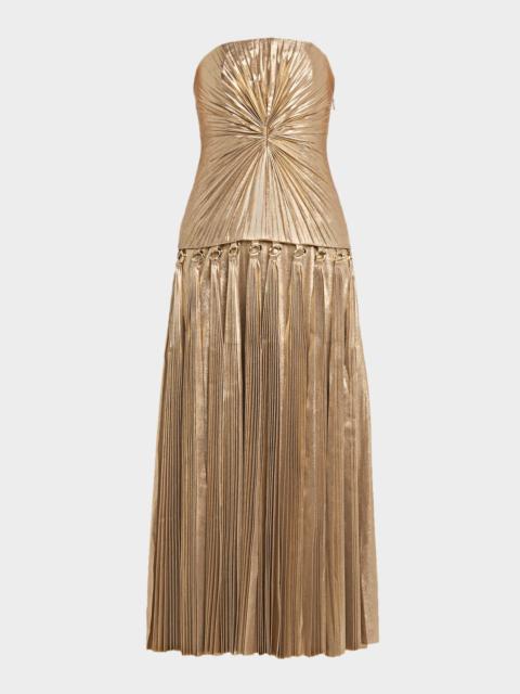 Acler Fintry Metallic Strapless Dress
