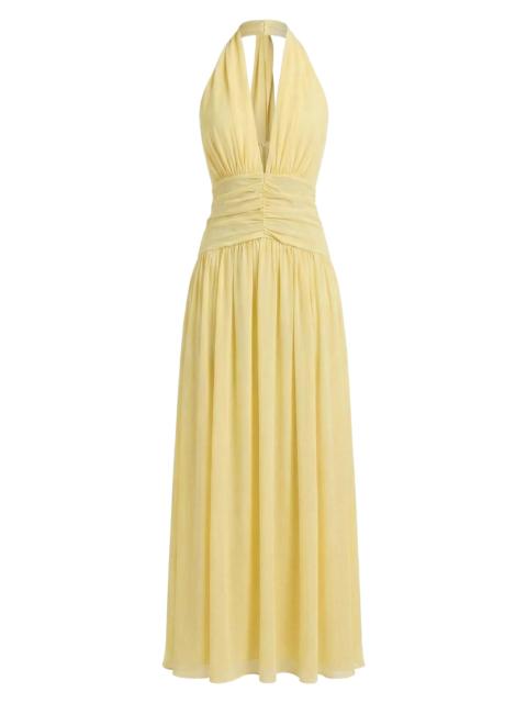 NICHOLAS Women's Arella Pleated Scarf-Detail Georgette Maxi Dress - Lemon