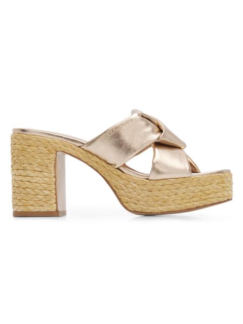 FERRAGAMO Women's Douglas 85MM Leather Platform Sandals - Champagne