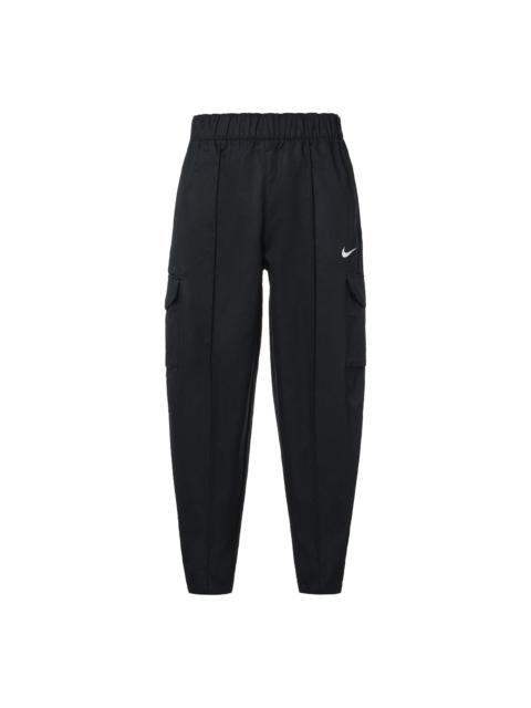 Nike (WMNS) Nike Logo Solid Color Woven Sports Pants/Trousers/Joggers Autumn Black DD5984-010