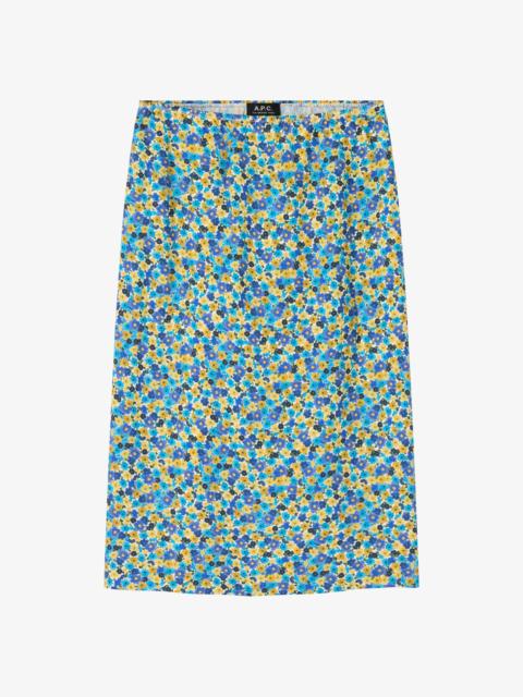 A.P.C. MILA SKIRT - LONG VISCOSE SKIRT WITH FLORAL MOTIFS