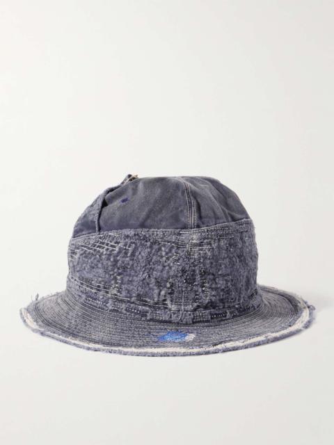 Kapital The Old Man and the Sea Distressed Buckled Cotton-Twill Bucket Hat