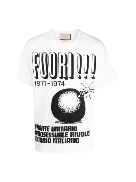 Gucci Cotton Jersey With Fuori!!! Print T-shirt 'White' 616036-XJFFO-9095