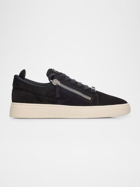 Giuseppe Zanotti Men & apos;s Double-Zip Suede Low-Top Sneakers