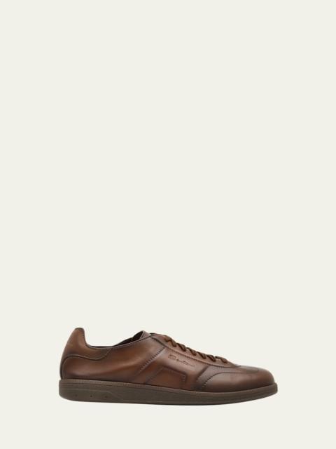 Santoni Men's Soft Burnished Calfskin Slip-On Sneakers