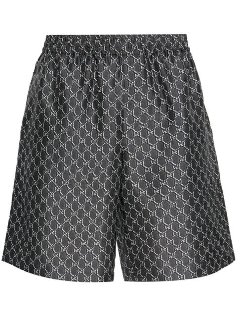 GUCCI GG-print silk twill shorts
