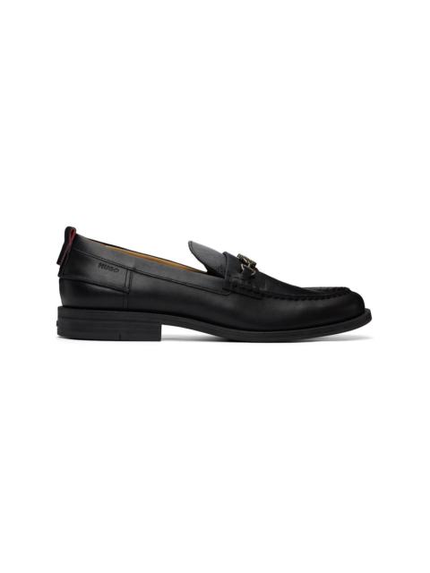 HUGO Black Stacked-Logo Bit Loafers
