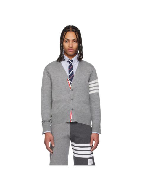 Thom Browne Gray Relaxed Fit 4-Bar Cardigan