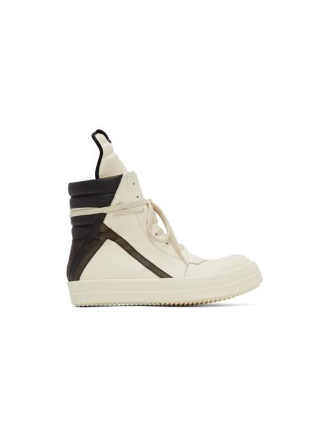 Rick Owens Off-White & Black Geobasket High-Top Sneakers