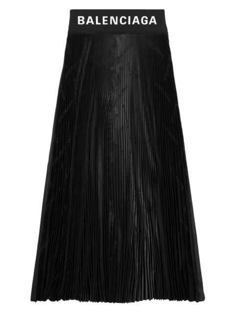 BALENCIAGA Women's Diagonal Allover Pleated Skirt - Black