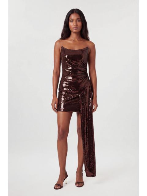 KAREN MILLEN Sequin Bandeau Train Detail Mini Dress